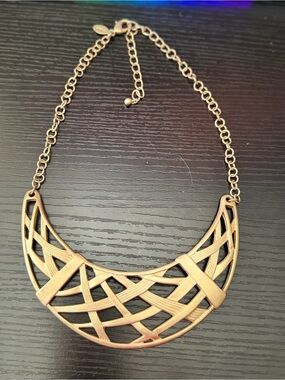Chico’s Chunky Gold-Tone Open Lattice Bib Necklace - Women Jewelry